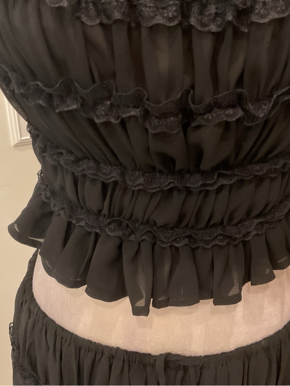 Black Sheer Tiered Maxi Skirt - Picture 5 of 16